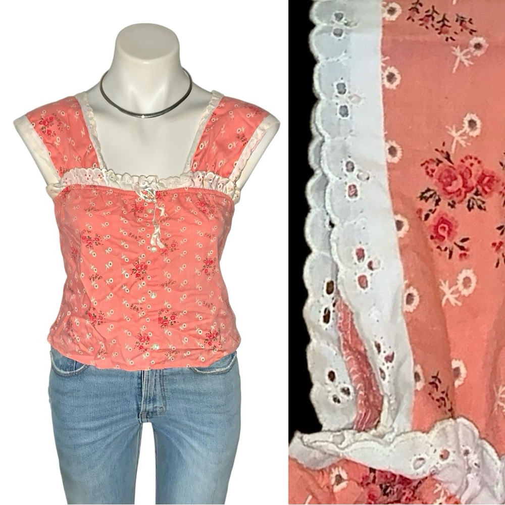 w h i m s y :: Vintage Floral Eyelet Lace Babydoll Top